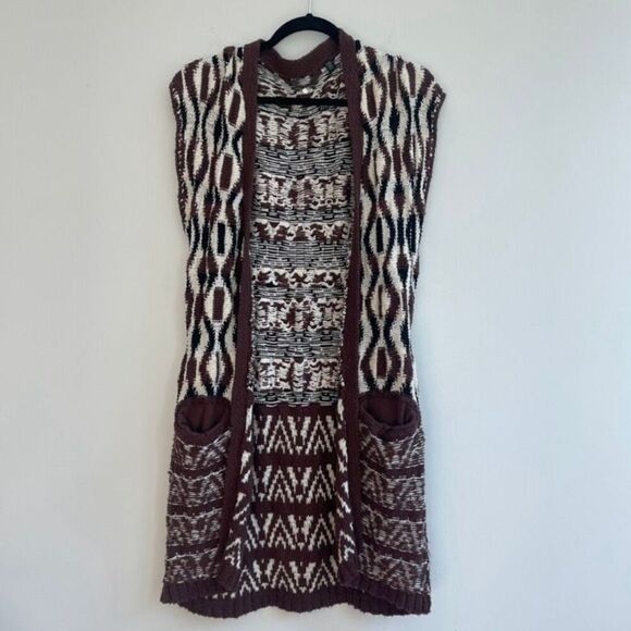 Anthropologie Knitted and Knotted Twisted Yarn Sleeveless Cardigan Medium - Picture 1 of 5
